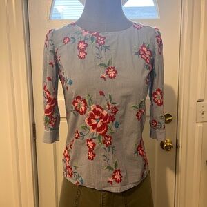 Barneys NY floral embroidered blouse.